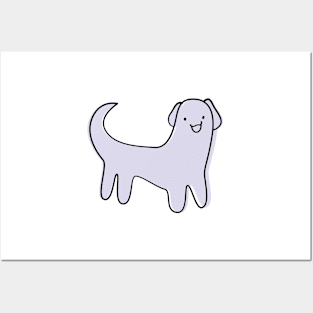 Cute Silly Simple Minimalist Pastel Periwinkle Puppy Dog Posters and Art